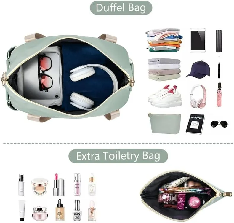 Initials Travel Bag for Women, Personalized Gym Bag with Shoes Compartment, Travel Duffel Bag with USB Charging Port, Weekender Overnight Bag for Women, Travel, Gym, Yoga Beige - A