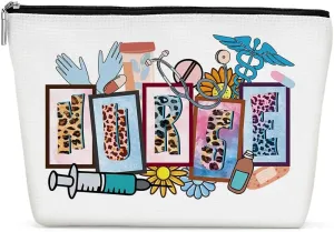 Inspirational Leopard Nurse Makeup Bag Nurse Gifts Nurses Week Gifts Nurse Accessories for Work Nursing Nurse Appreciation Birthday Graduation Gifts Cosmetic Bag Make up Bag for Women RN Coworker