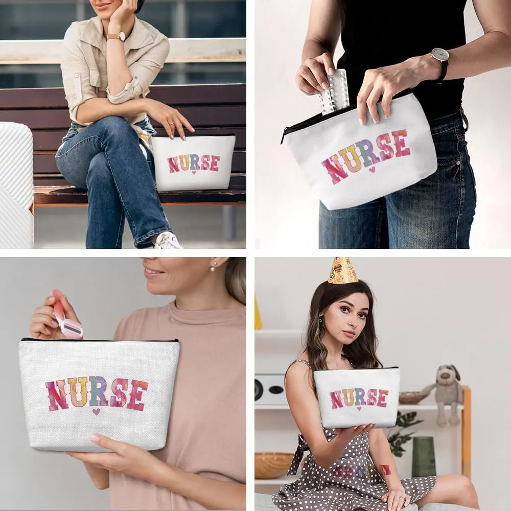 Inspirational Nurse Makeup Bag Nurse Gifts Nurses Week Gifts Nurse Accessories for Work Nursing Nurse Appreciation Birthday Graduation Gifts Positive Cosmetic Bag Make up Bag for Women RN Nurse Lady