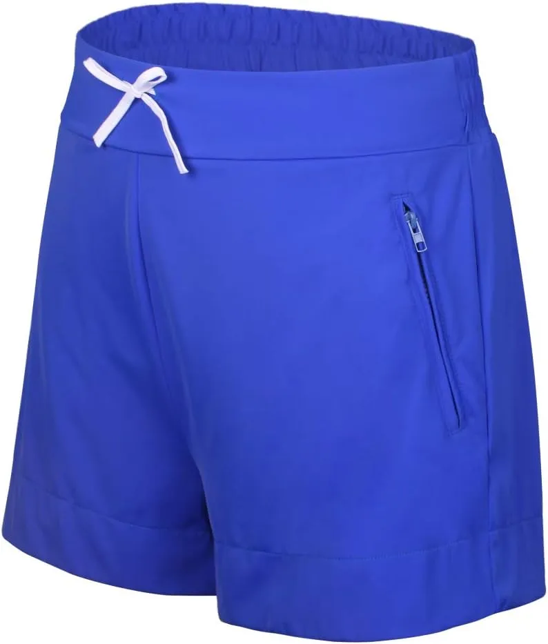 JINXUEER Plus Size Solid Board Shorts Tankini Bikini Swimwear Bottom Mid Waisted Swimsuit with Briefs and Pocket for Women