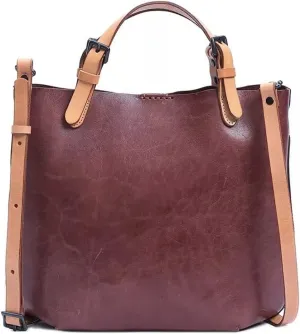 JSEIAJB Women's Bags Vintage Bucket Tote Bags Handbags Leather Handbags