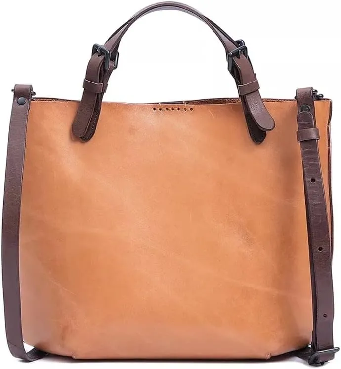 JSEIAJB Women's Bags Vintage Bucket Tote Bags Handbags Leather Handbags