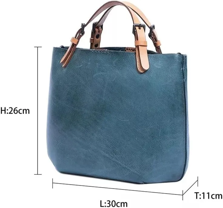 JSEIAJB Women's Bags Vintage Bucket Tote Bags Handbags Leather Handbags