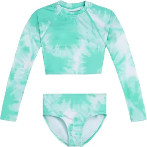 Kanu Surf Girls' Long Sleeve Rash Guard UPF 50 2-Piece Swim Set