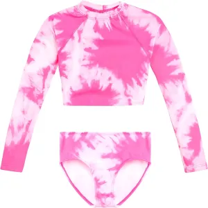Kanu Surf Girls' Long Sleeve Rash Guard UPF 50 2-Piece Swim Set