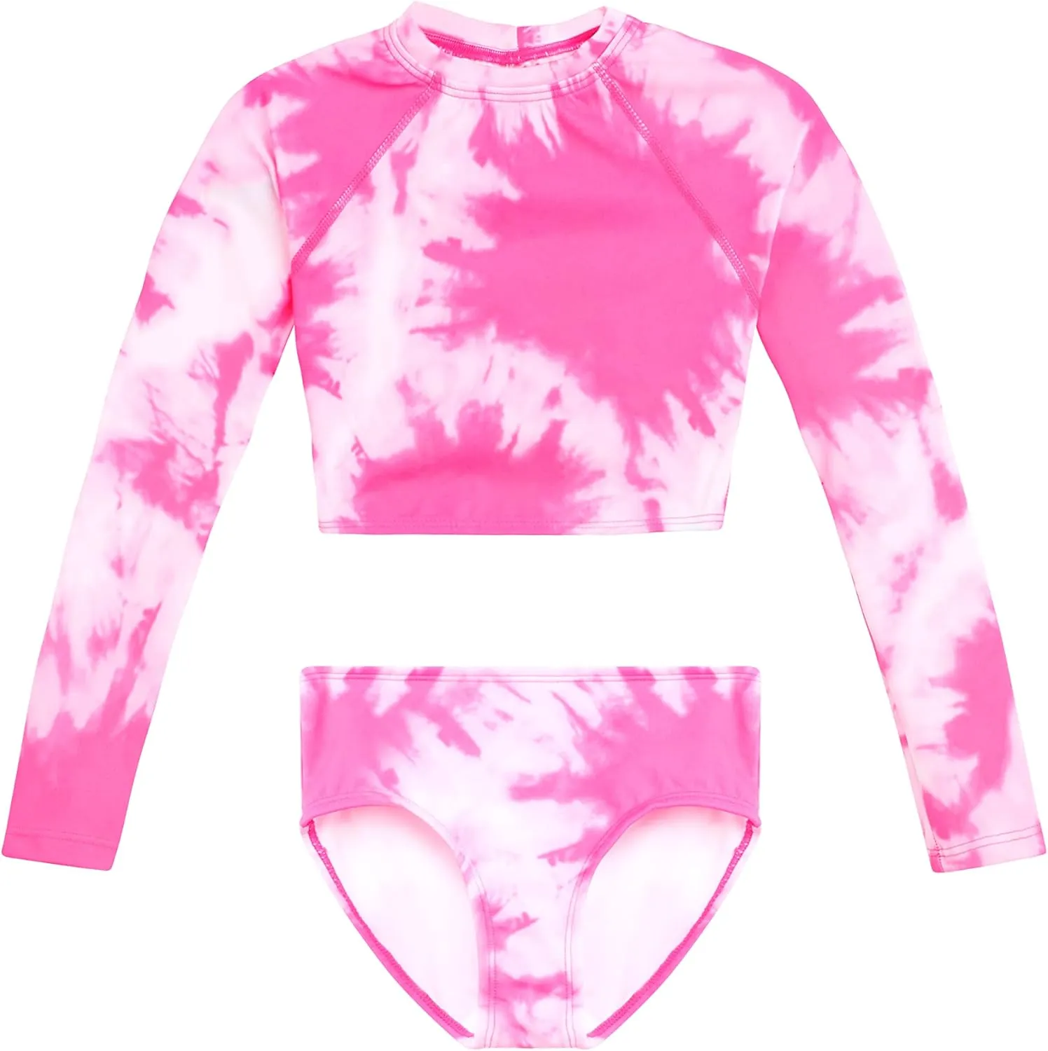 Kanu Surf Girls' Long Sleeve Rash Guard UPF 50 2-Piece Swim Set