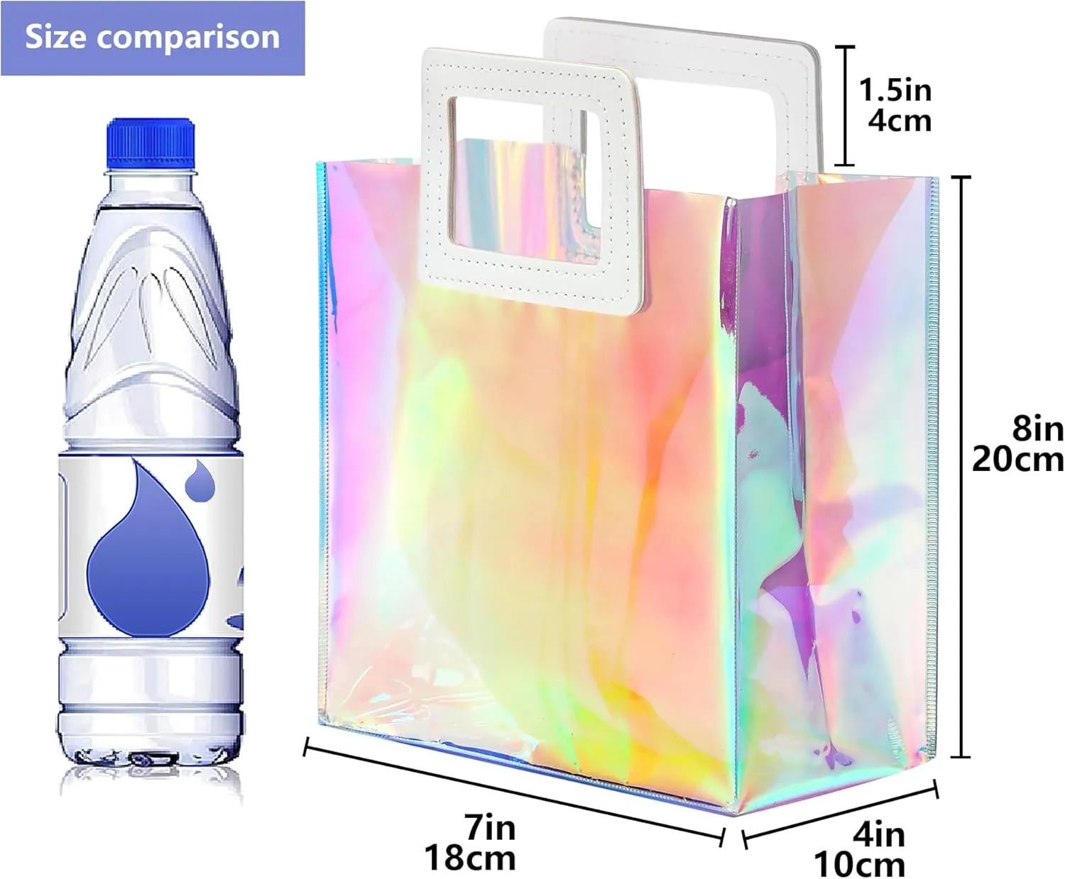 KeerxunBag 1 Pack Holographic Gift Bags with Handles & 2 Tissue Paper Sheets  Iridescent Transparent Reusable Bags for Women, Girls, Birthdays, WeddingsPink Gift Bag
