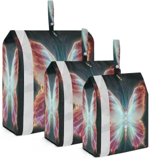 Kigai Butterfly Travel Cubes for Packing 3 PCS Travel Luggage Packing Organizer Foldable Suitcase Storage Bag, Travel Accessories