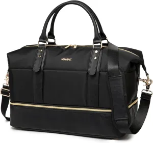 Kinmac Travel Duffel - Overnight Weekender & Sports Gym Bag, Carry-on Tote (Black)