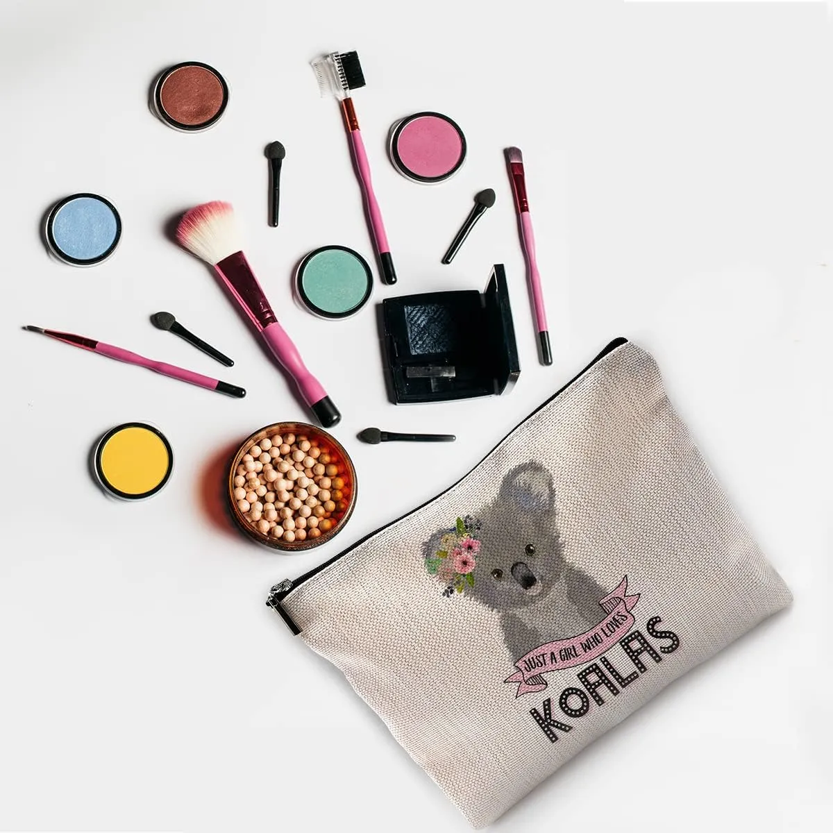 Koala Gifts for Girls Makeup Bag, Just a Girl Who Loves Koalas Small Makeup Cosmetic Bag for Purse, Koala Gifts Cosmetic Bags for Women, Womens Makeup Bag