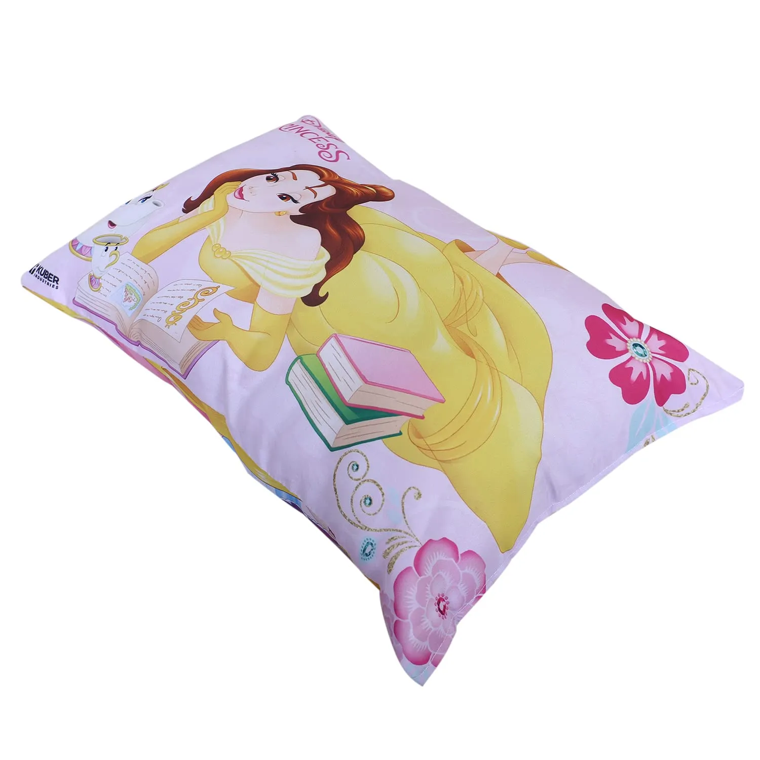Kuber Industries Disney Princess Design Baby Pillow|Polyester Super Soft Kids Pillow for Sleeping & Travel,12 x 18 Inch,(Pink)