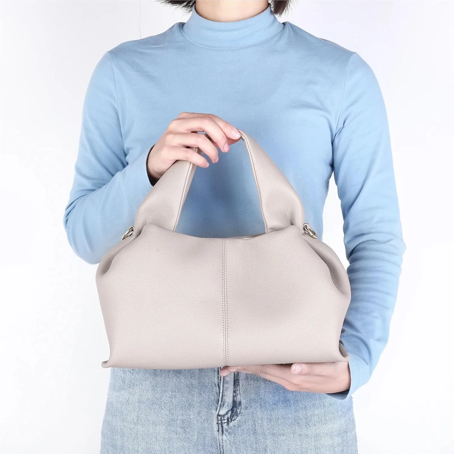 Ladies Large Capacity Tote Bag Women Solid Casual Grocery Bag Vintage Leather Crossbody Shoulder Bag Elegant Tote Handbag