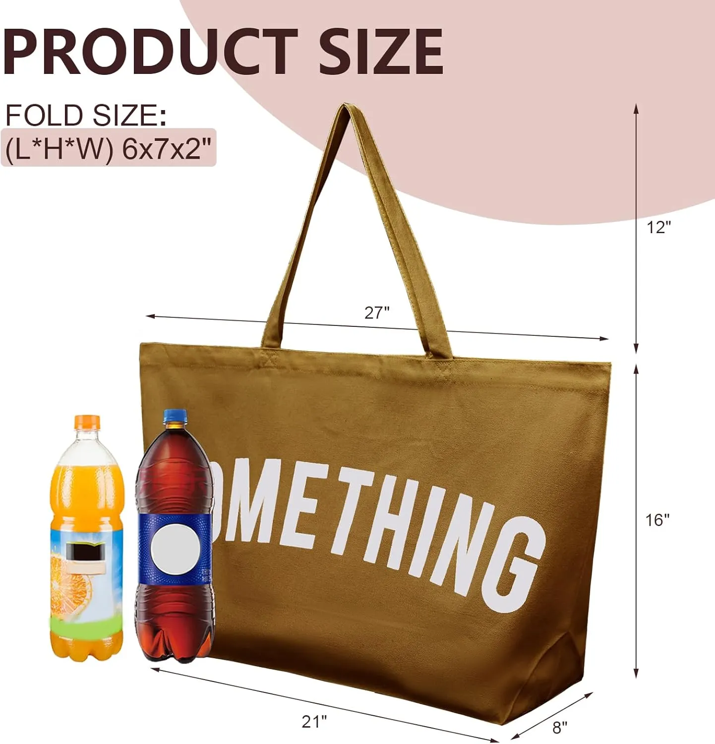 Large Canvas Tote Bag - Extra Large Shopping Bag for Women Beach Totes Bags Reusable Big Grocery Bag