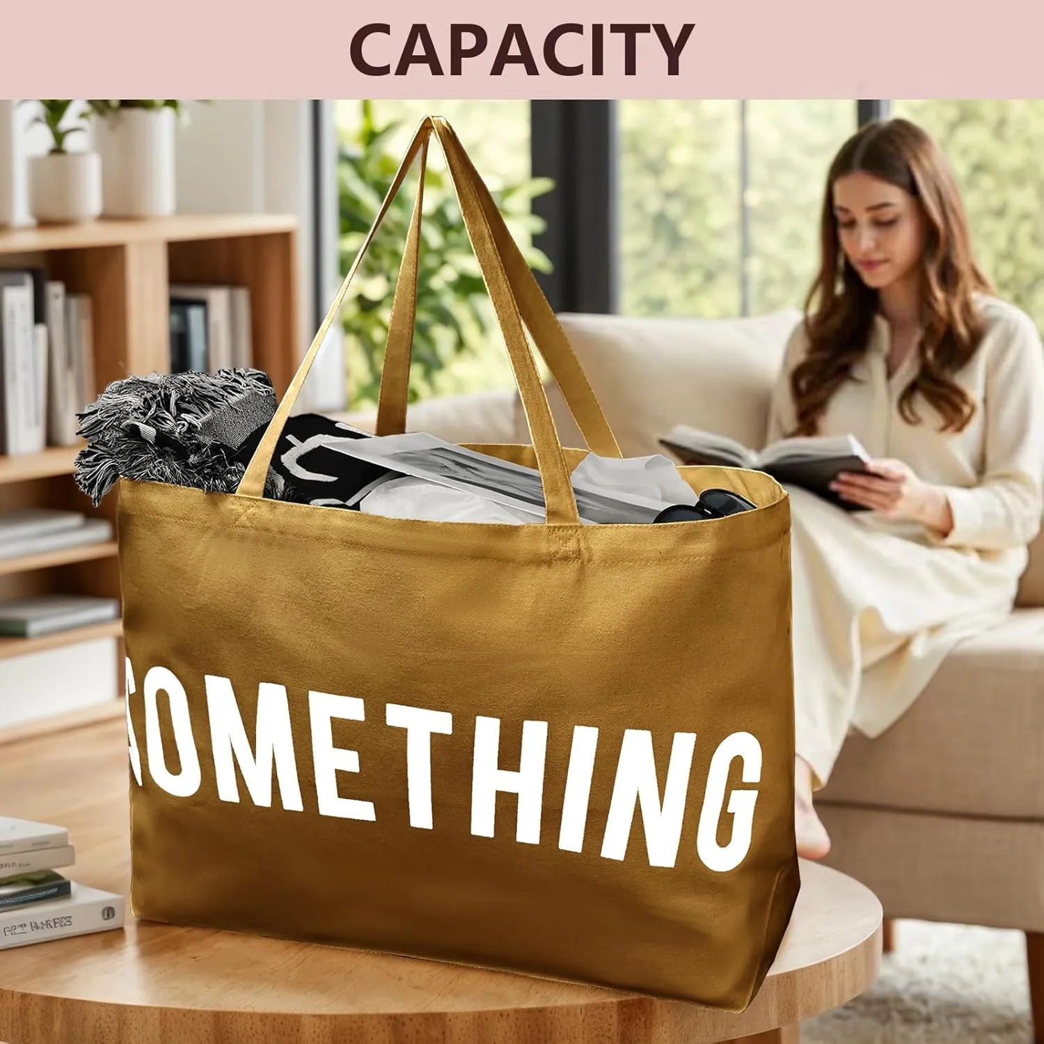 Large Canvas Tote Bag - Extra Large Shopping Bag for Women Beach Totes Bags Reusable Big Grocery Bag