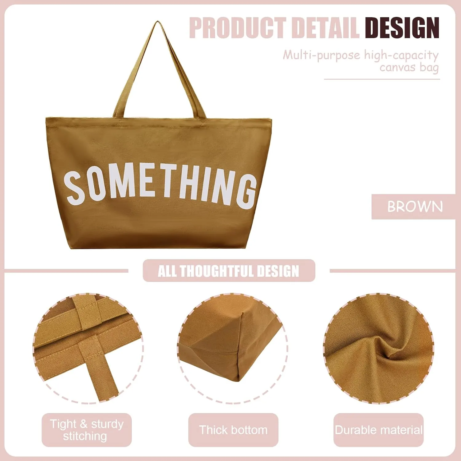 Large Canvas Tote Bag - Extra Large Shopping Bag for Women Beach Totes Bags Reusable Big Grocery Bag