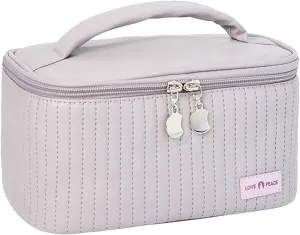 Large Makeup Organizer 2024 Pu Leather Waterproof Portable Large Cosmetic Bag Large Travel Toiletry Bag with Zipper Handle Skincare Bag for Women Girlfriend Birthday Gifts Valentines Day Gifts
