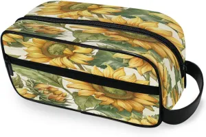 Large Sunflowers Travel Toiletry Bag for Women Men, Hanging Cosmetic Bag, Water Resistant Shaving Bag for Toiletries Accessories