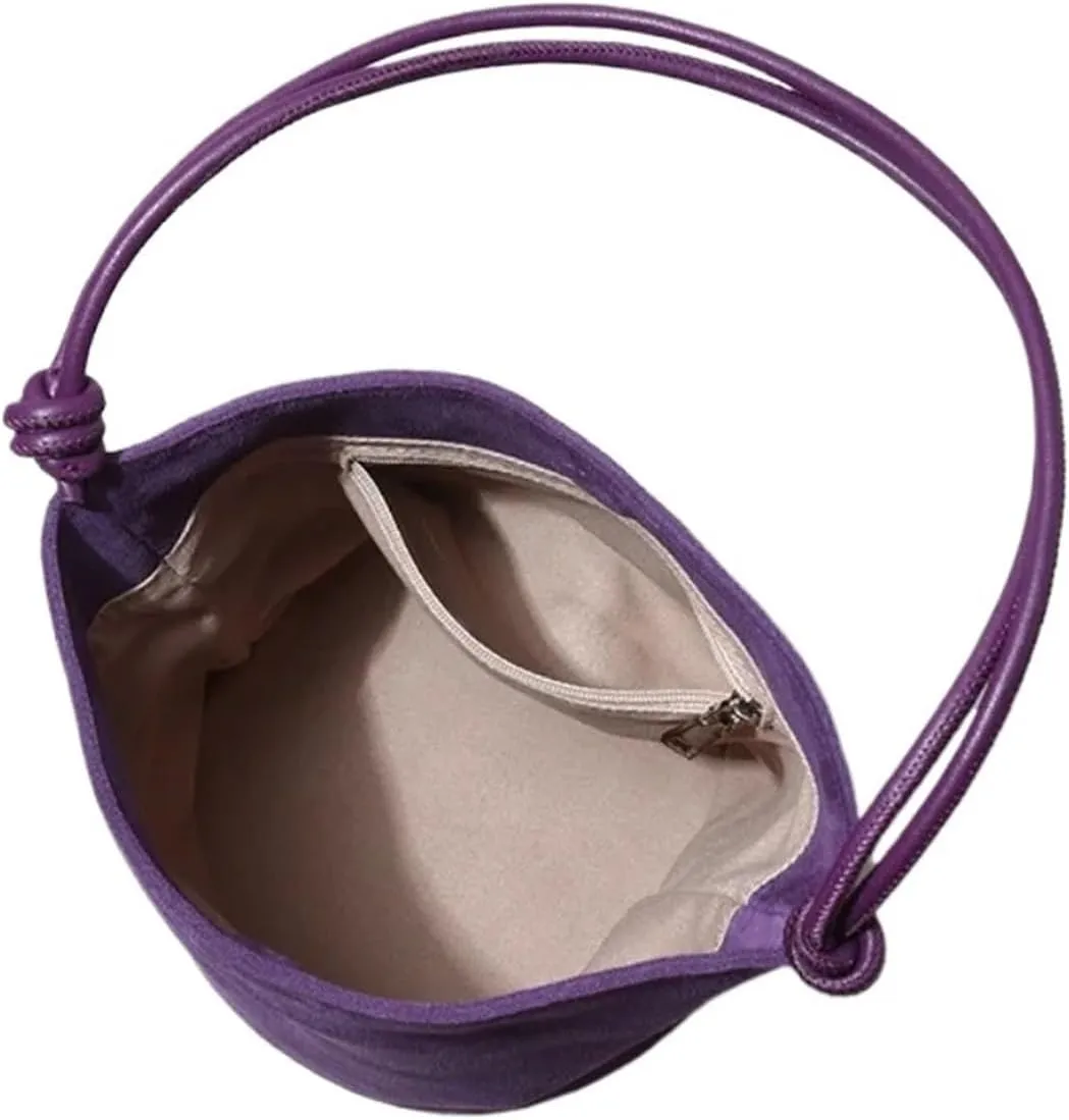 Leather Handbag Women Mini Bucket Tote Strings Shoulder Vintage Bags Winter Daily Commuting Purses