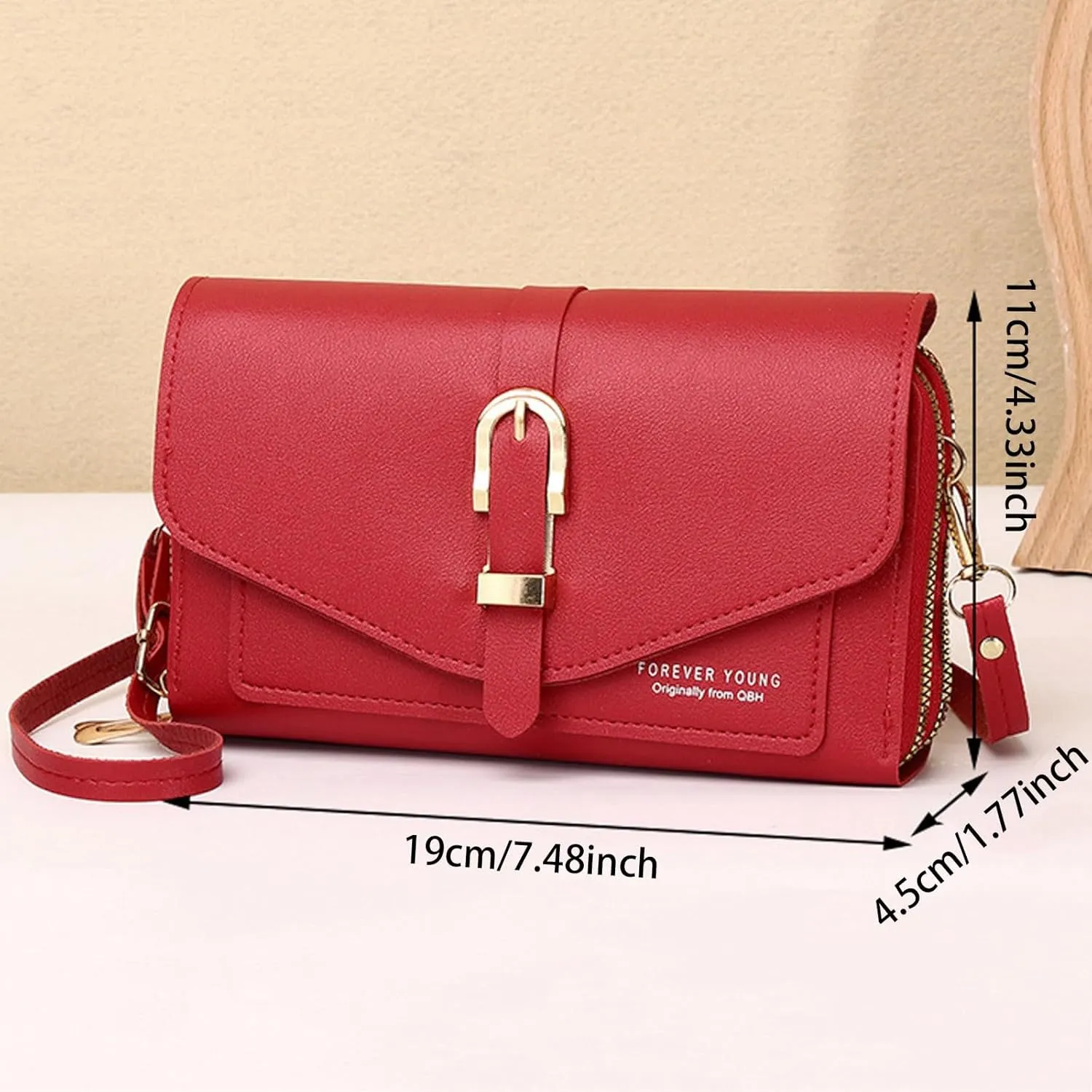 Leather Handbags Fashion Classic Women's Mobile Phone Bag Button Hood One Shoulder Double Layer Wallet Crossbody