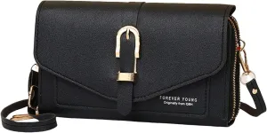 Leather Handbags Fashion Classic Women's Mobile Phone Bag Button Hood One Shoulder Double Layer Wallet Crossbody