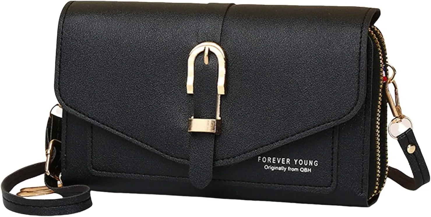 Leather Handbags Fashion Classic Women's Mobile Phone Bag Button Hood One Shoulder Double Layer Wallet Crossbody