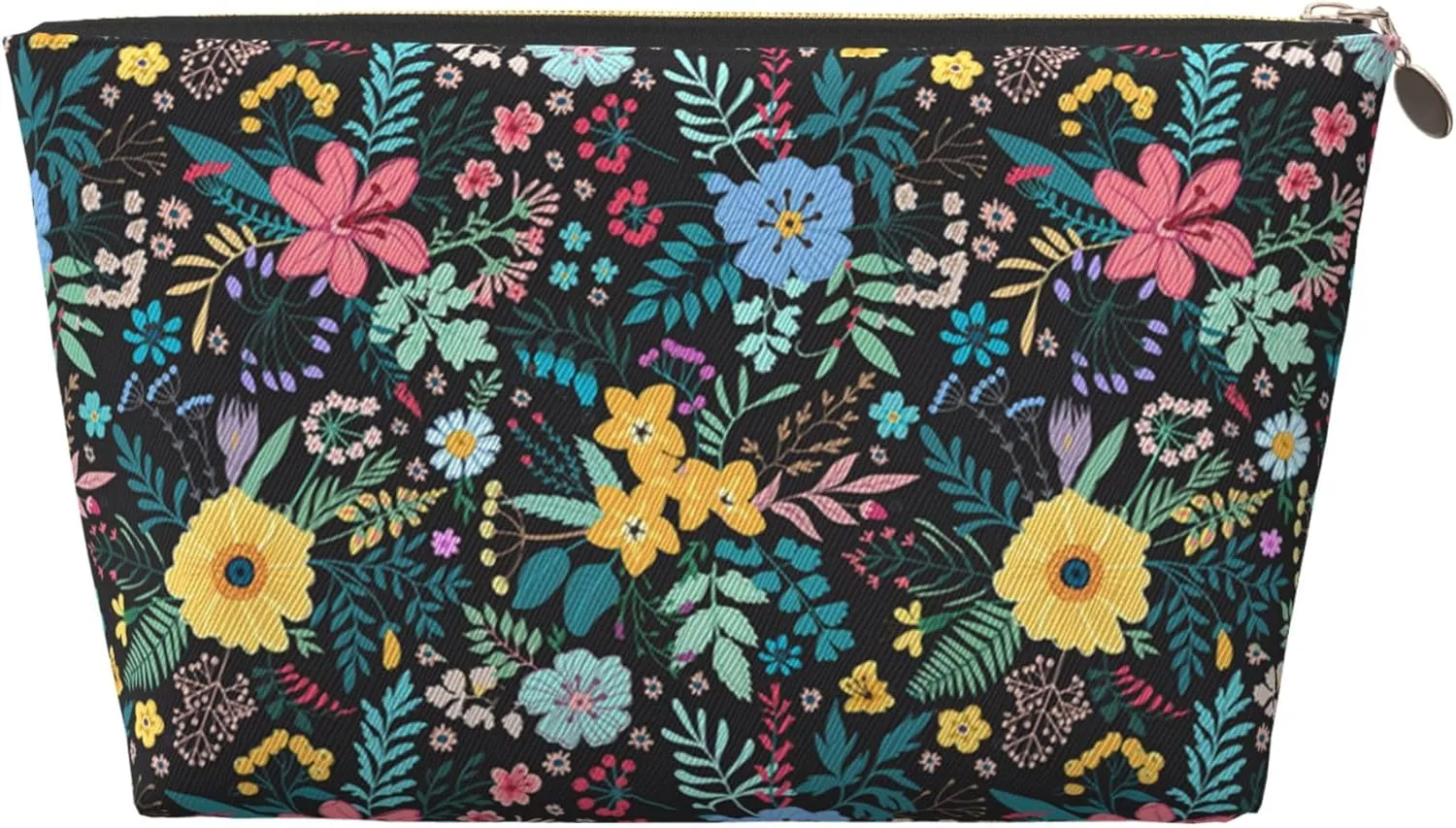 Leather Makeup Bag Travel Cosmetic Bag Small Makeup Bag for Women,Toiletry Bag Accessories Organizer-Camouflage Flower