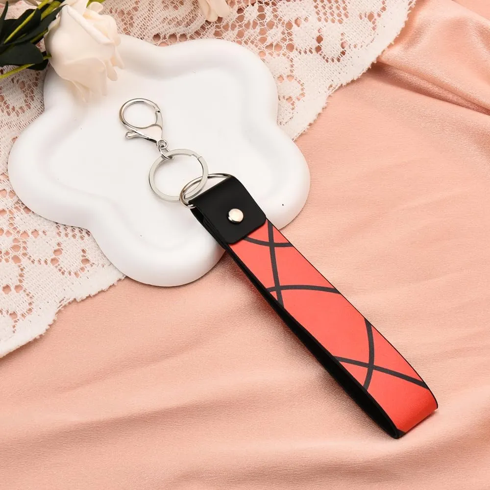 Leather Sports Wristlet Lanyard Keychain for Car Keys Cute Wristlet Strap for Wallet Purse Accessories for Men Women