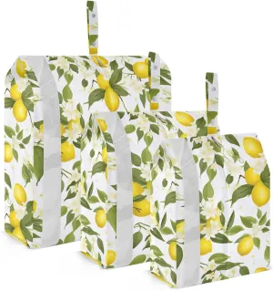 Lemon White Flower Packing Cubes for Travel 3 Set Compressible Packing Cubes Luggage Accessories for Travel Compression