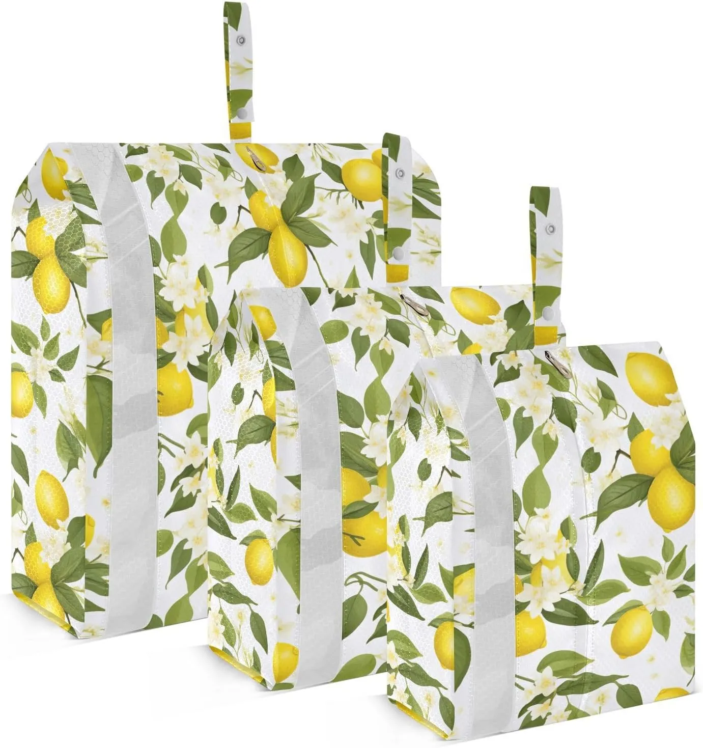 Lemon White Flower Packing Cubes for Travel 3 Set Compressible Packing Cubes Luggage Accessories for Travel Compression