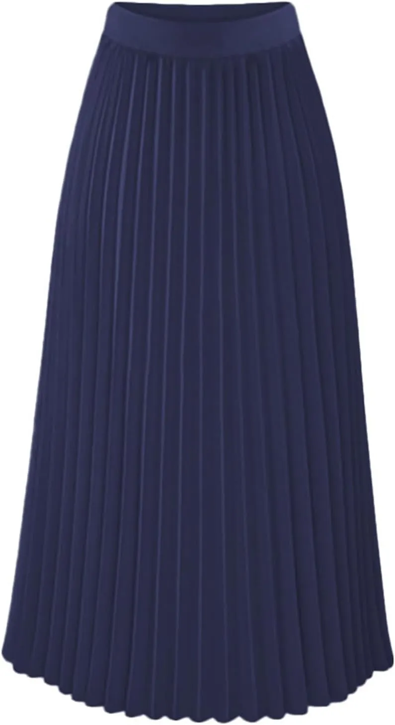 Long Pleated Skirts for Women High Waist Flowy Skirts Casual Summer Maxi Skirts Beach Vacation Skirts A Line Skirts
