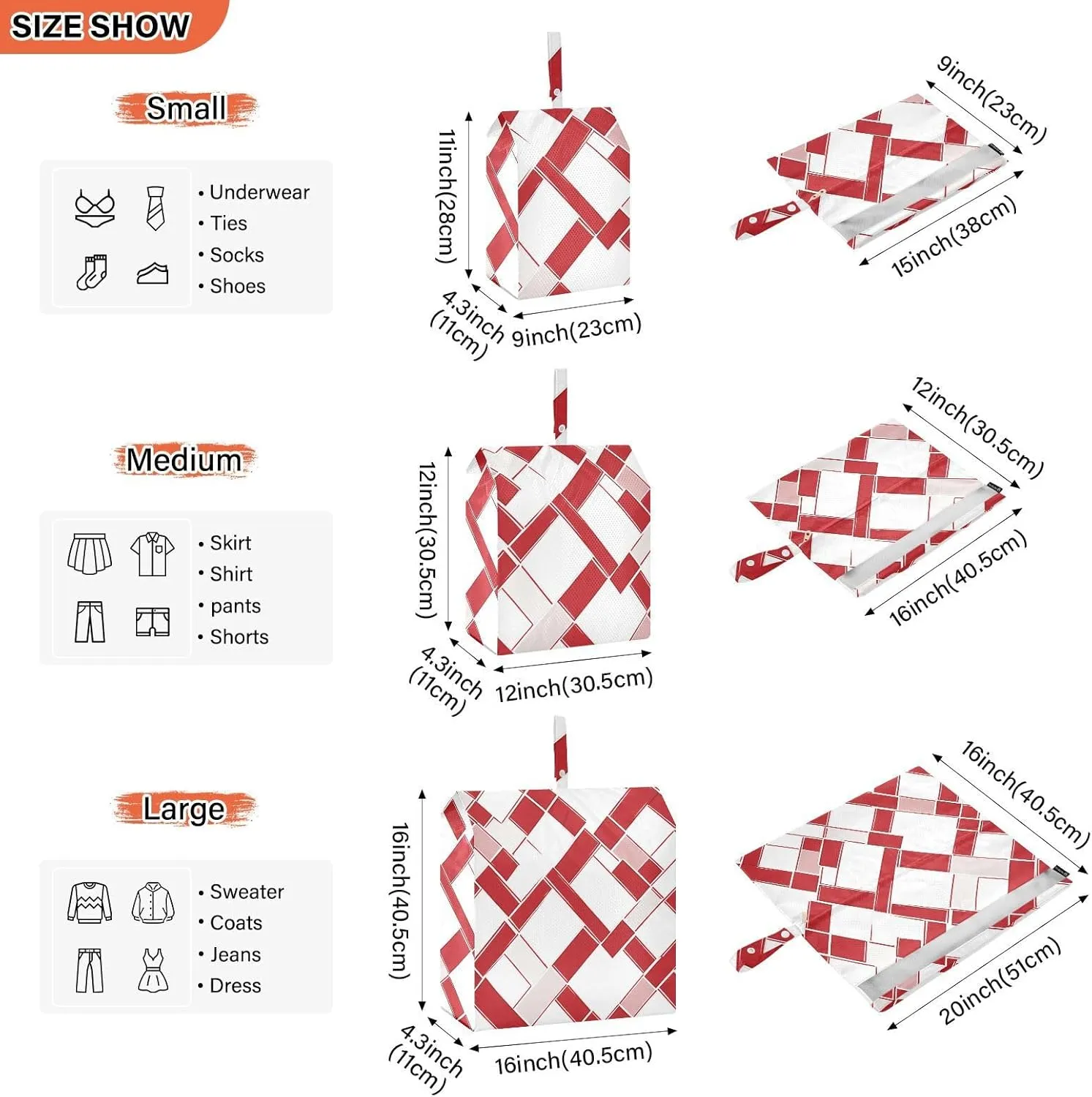 Luggage Space Saver, Organizadores De Maletas Para, White Red, With Zipper, 3 Set Travel Packing Cubes For Suitcases, Garment Bag Closet Storage