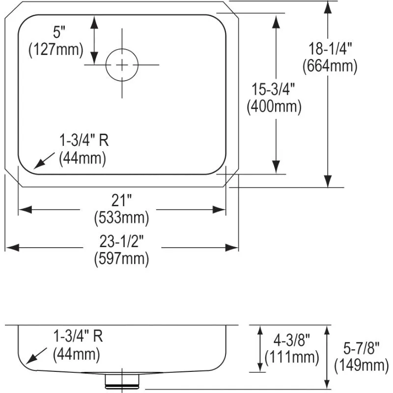 Lustertone Classic 18.25" x 23.5" x 5.88" Stainless Steel Single-Basin Undermount Kitchen Sink