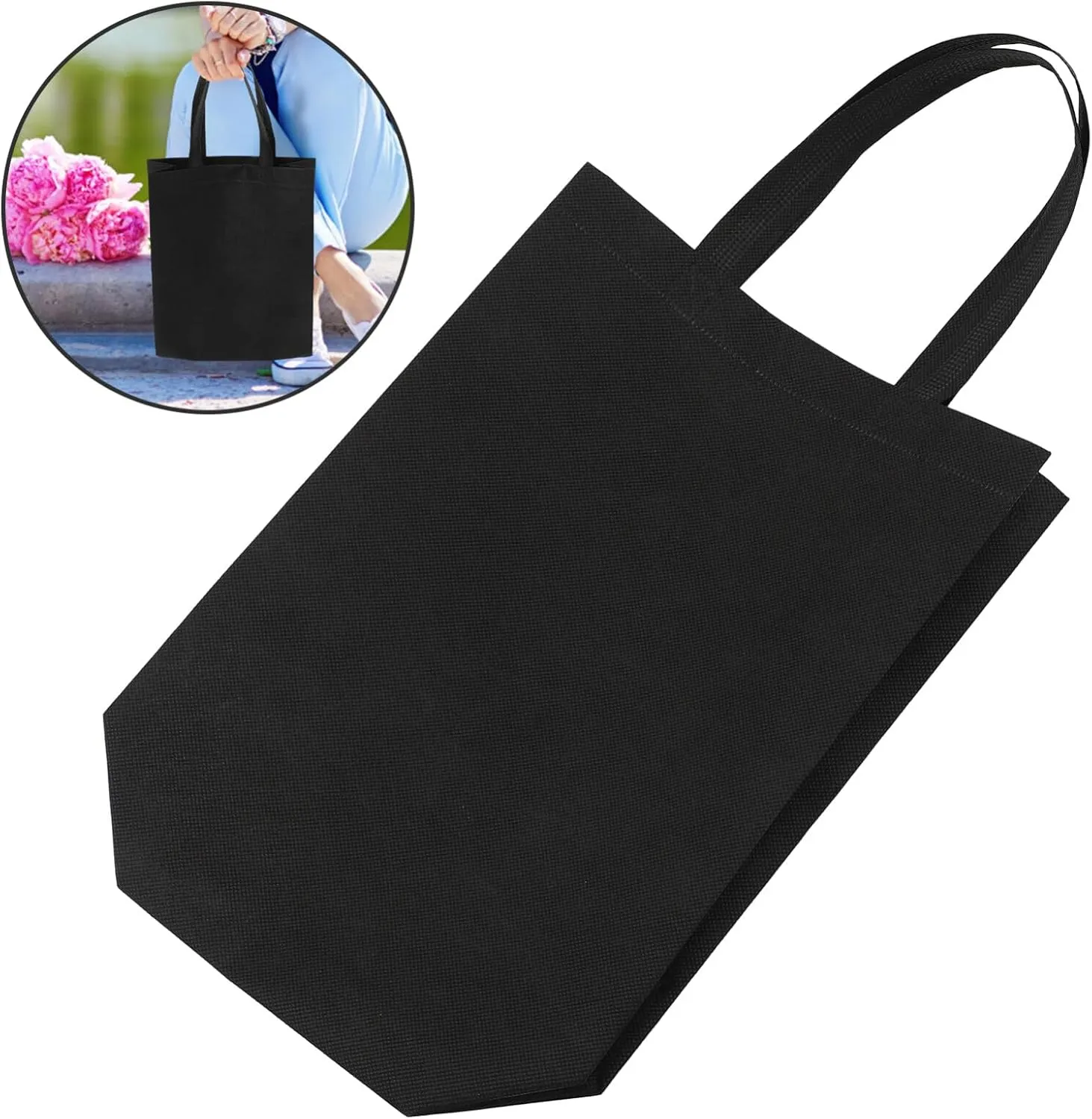 Luxshiny Blank Non Woven Tote Bags 30pcs Reusable Gift Bags with Handles Large Shopping Bags Foldable Grocery Bags