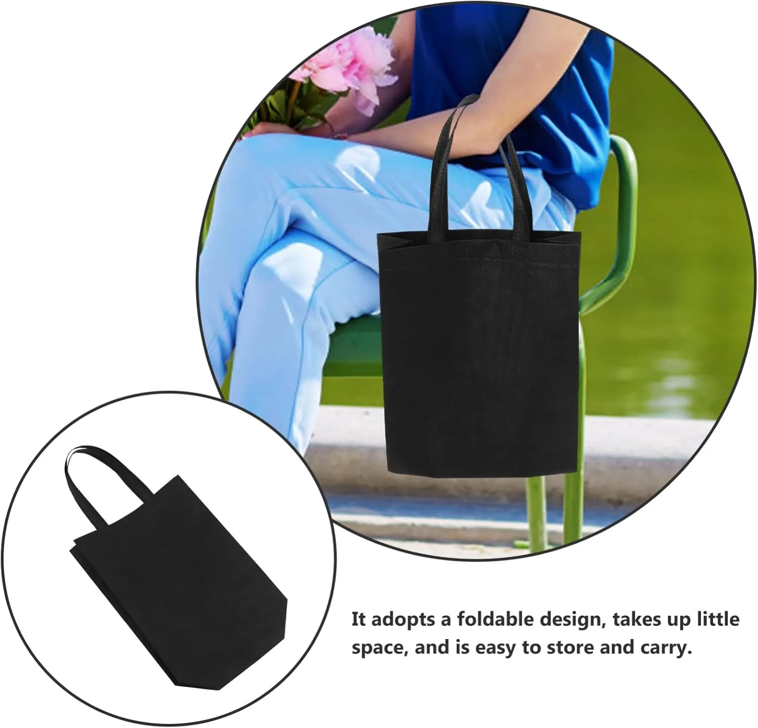 Luxshiny Blank Non Woven Tote Bags 30pcs Reusable Gift Bags with Handles Large Shopping Bags Foldable Grocery Bags