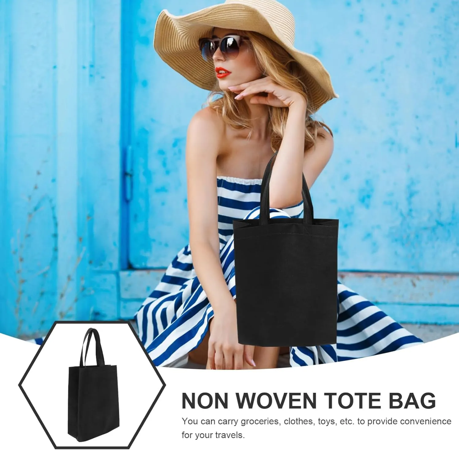 Luxshiny Blank Non Woven Tote Bags 30pcs Reusable Gift Bags with Handles Large Shopping Bags Foldable Grocery Bags