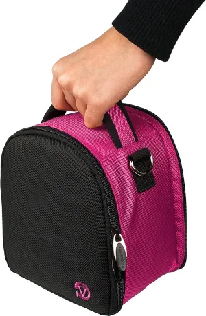 MAGENTA PINK Travel Shoulder Bag Carrying Case (Blue) For Panasonic LUMIX, DMC FZ40, DMC FZ100, DMC GF2 DSLR Professional SLR Camera
