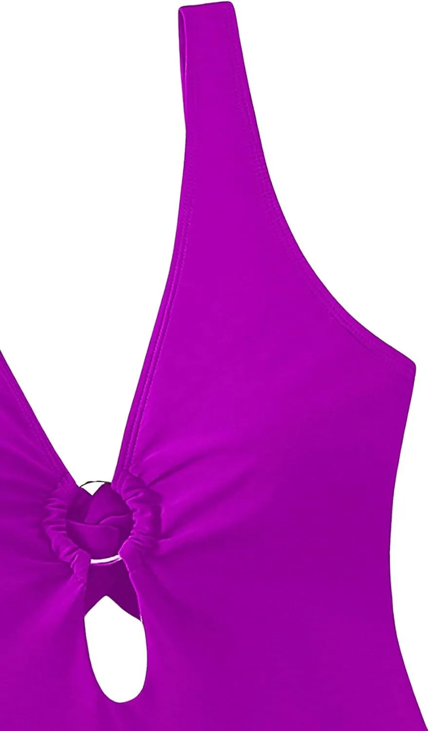 MakeMeChic Women's Twist Back Cut Out Ring Plunge Neck One Piece Swimsuit Bathing Suit