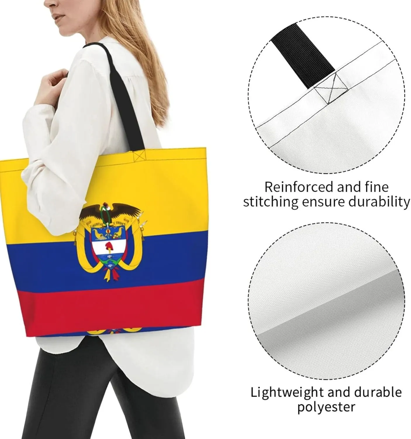 Marriage Colombian Married Flag Women's Tote Bag Large Capacity Single Shoulder Bags Handbag for Shopping Work