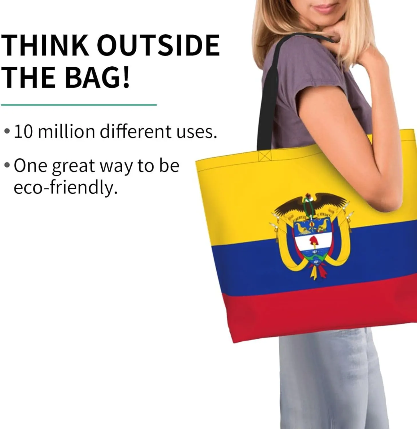 Marriage Colombian Married Flag Women's Tote Bag Large Capacity Single Shoulder Bags Handbag for Shopping Work