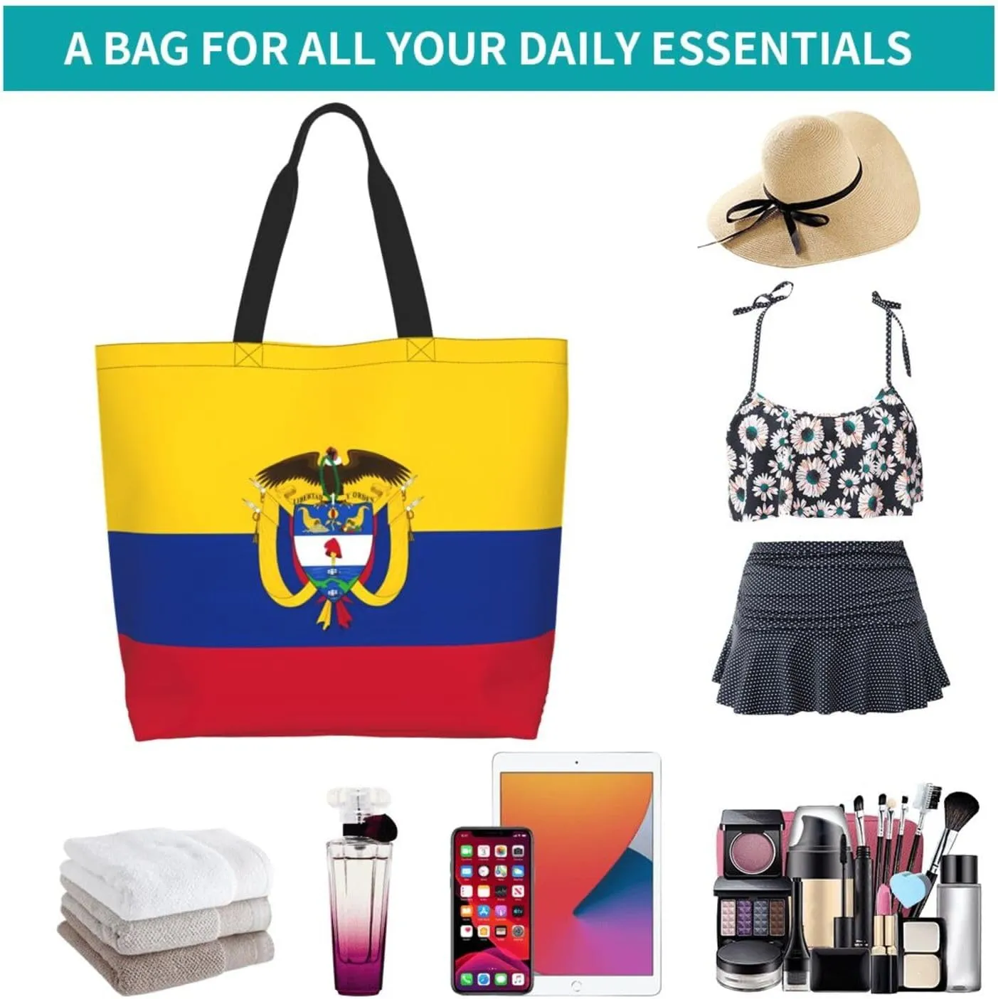 Marriage Colombian Married Flag Women's Tote Bag Large Capacity Single Shoulder Bags Handbag for Shopping Work