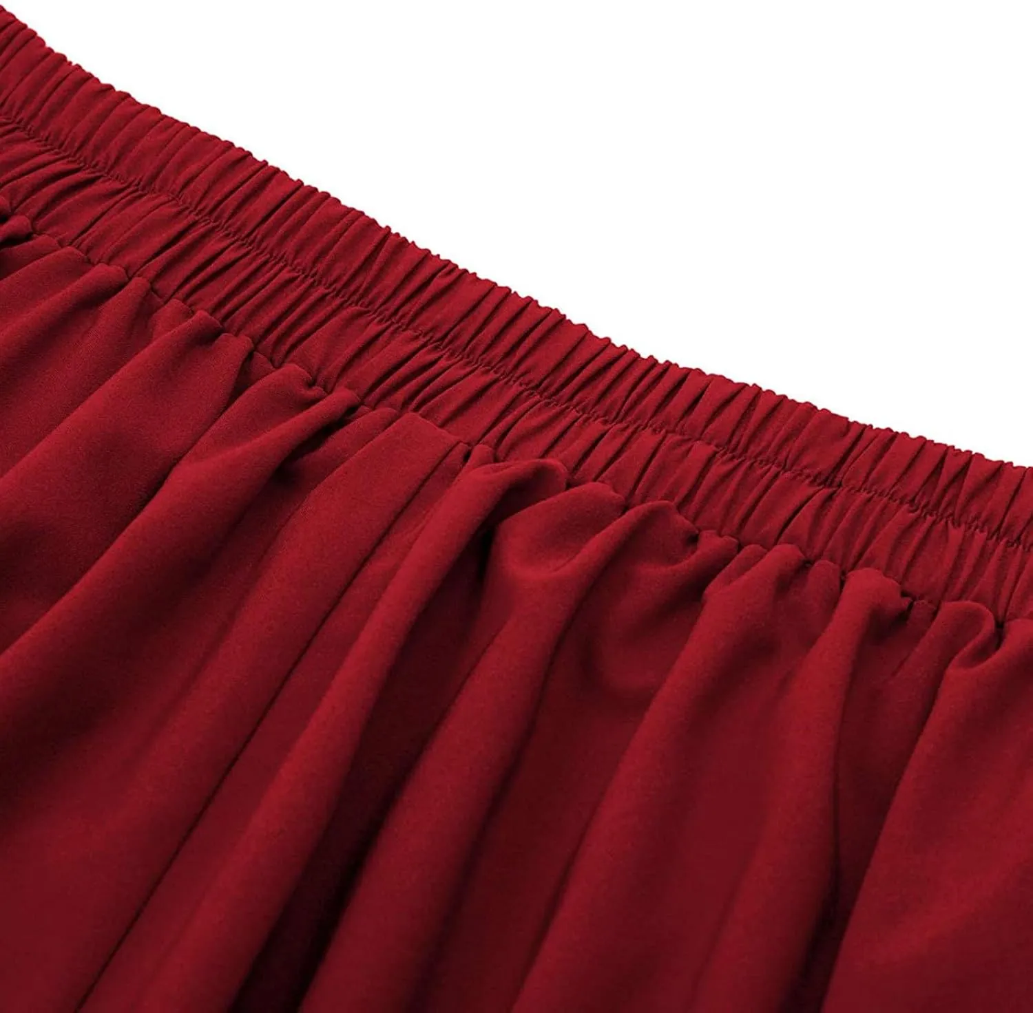 Maxi Solid Skirt for Women High Waisted A-Line Pleated Skirts Elastic Knee Length Casual Flowy Swing Flared Skirt