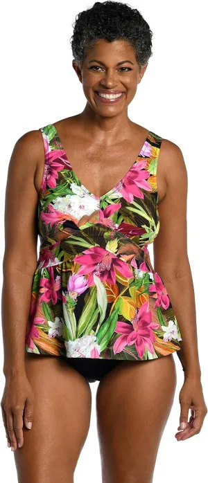 Maxine Of Hollywood Women's Over The Shoulder Empire Tankini Swimsuit Top