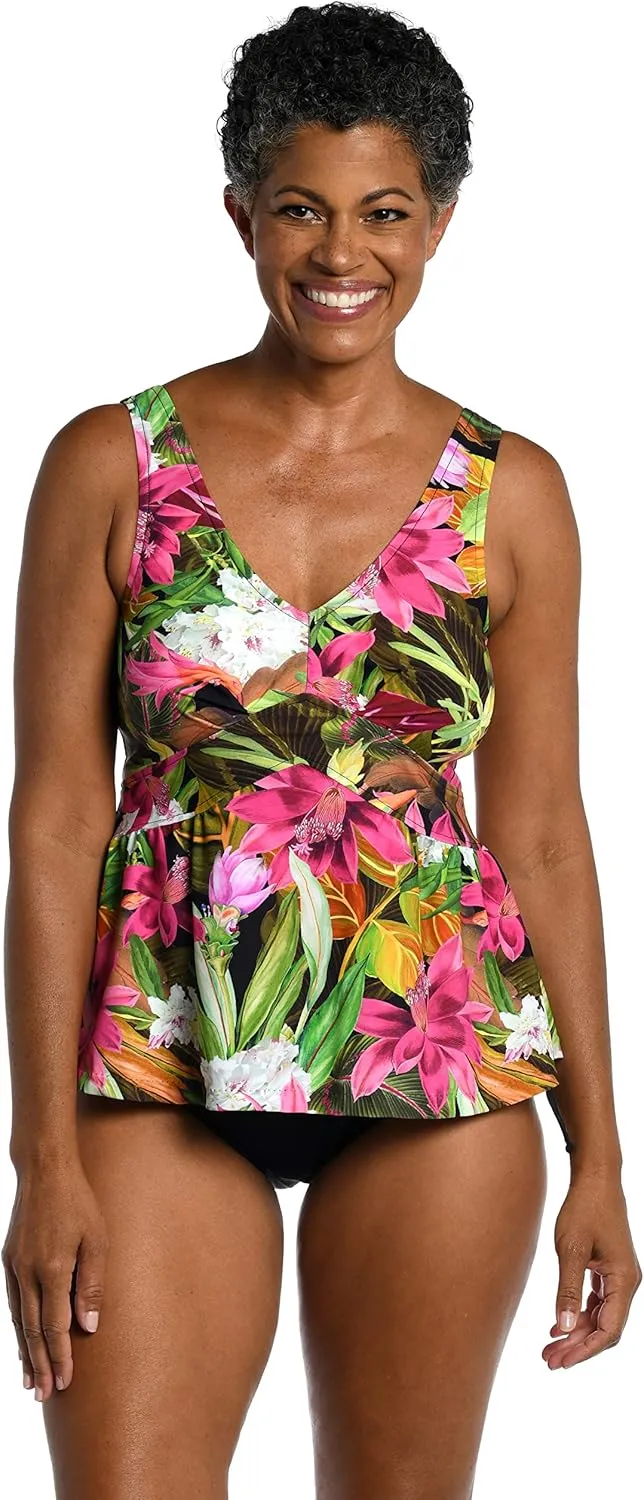 Maxine Of Hollywood Women's Over The Shoulder Empire Tankini Swimsuit Top