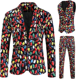 Mens 3 Piece Christmas Blazer Suit Sets Party Costumes Suits Xmas Festival Outfit Tuxedo Blazers Vest Pants Set