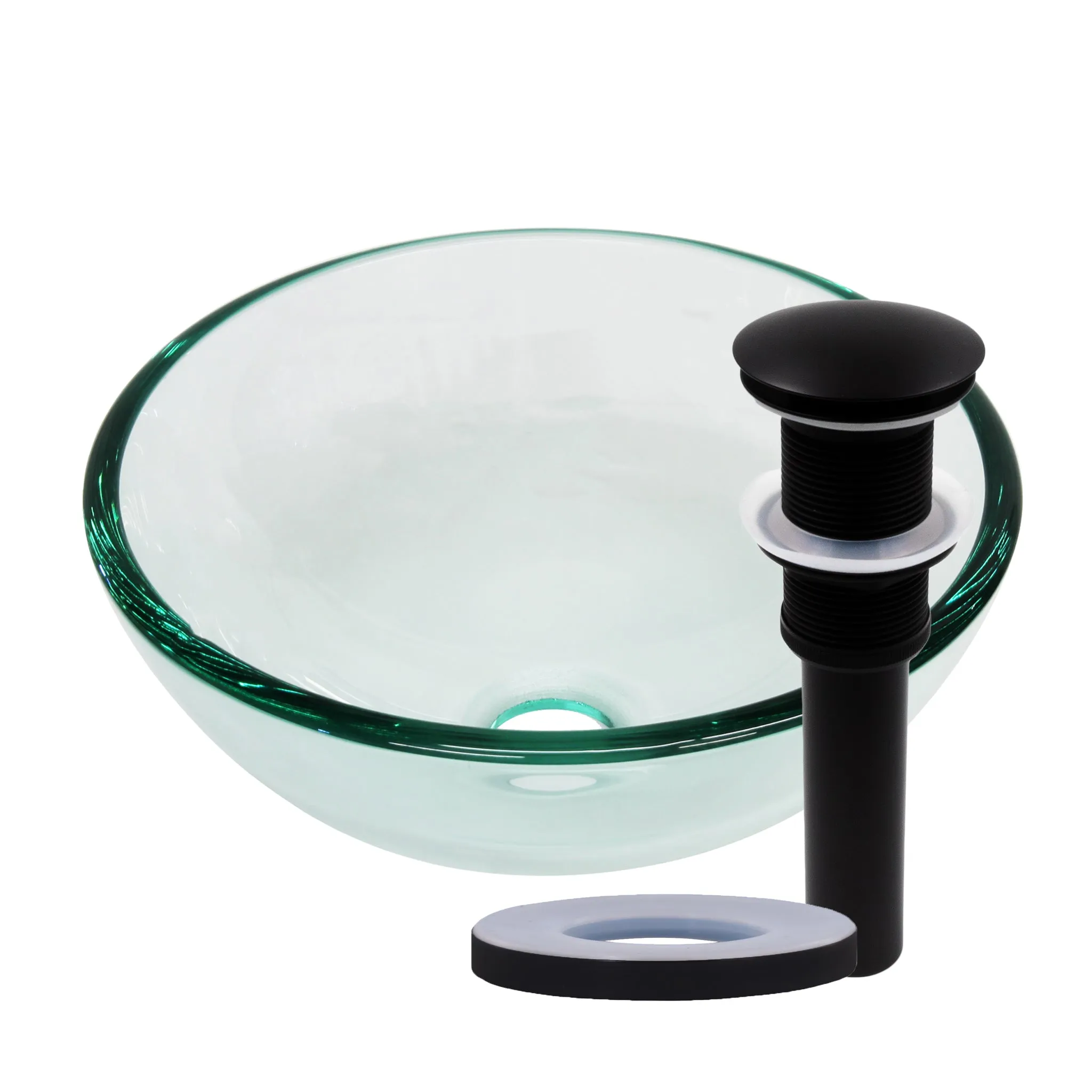 Mini 12" Clear Round Tempered Glass Vessel Bath Sink Series, TIG-8048-12