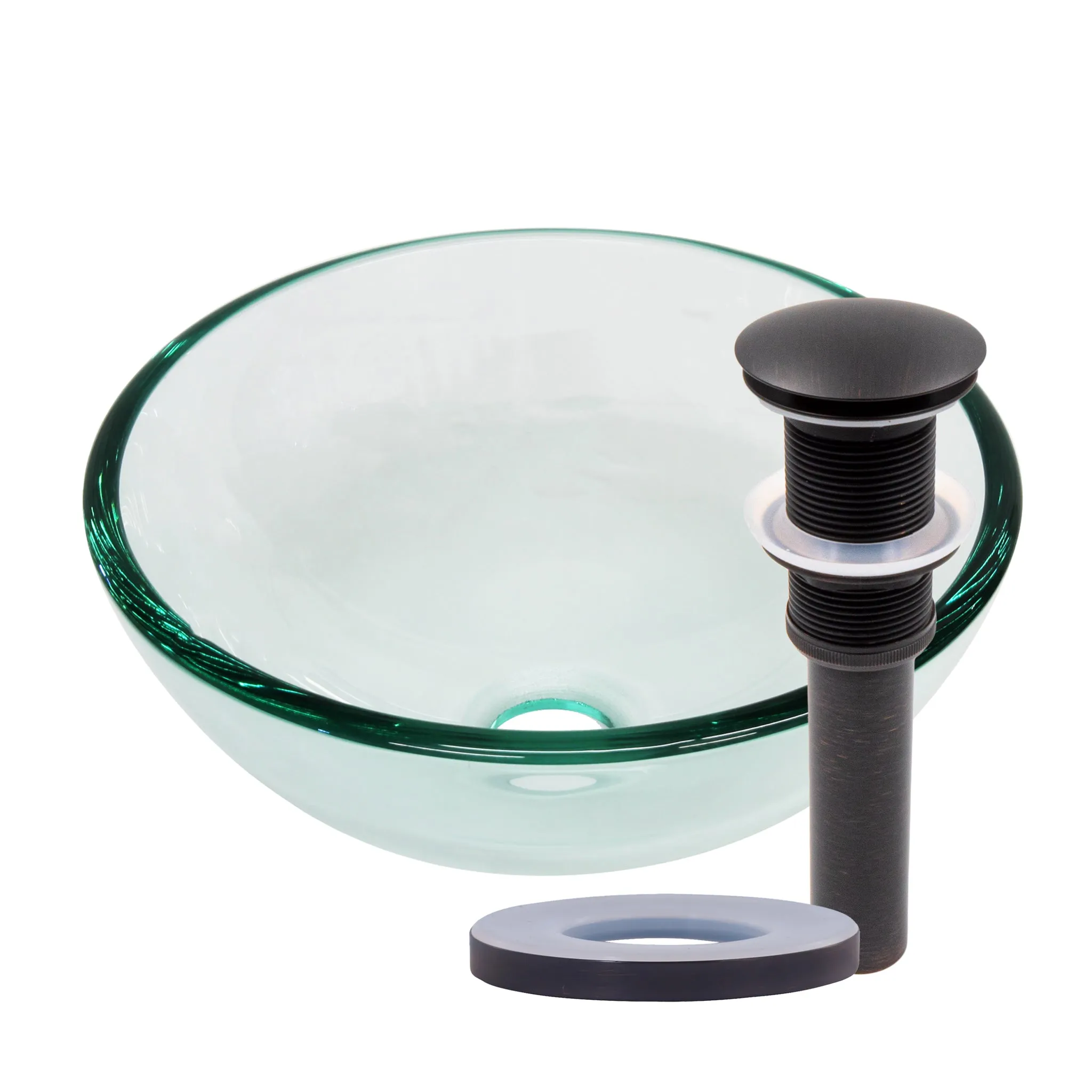Mini 12" Clear Round Tempered Glass Vessel Bath Sink Series, TIG-8048-12