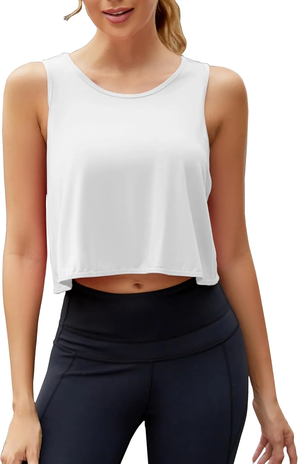 Mippo Workout Tops for Women Open Back Athletic Gym Yoga Tank Tops Loose Fit