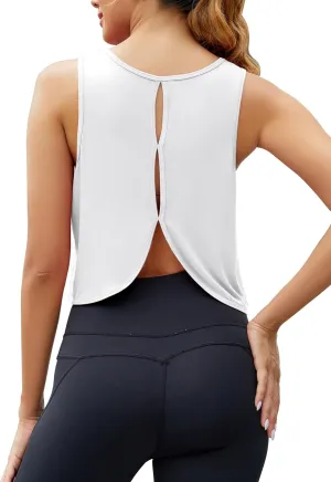 Mippo Workout Tops for Women Open Back Athletic Gym Yoga Tank Tops Loose Fit