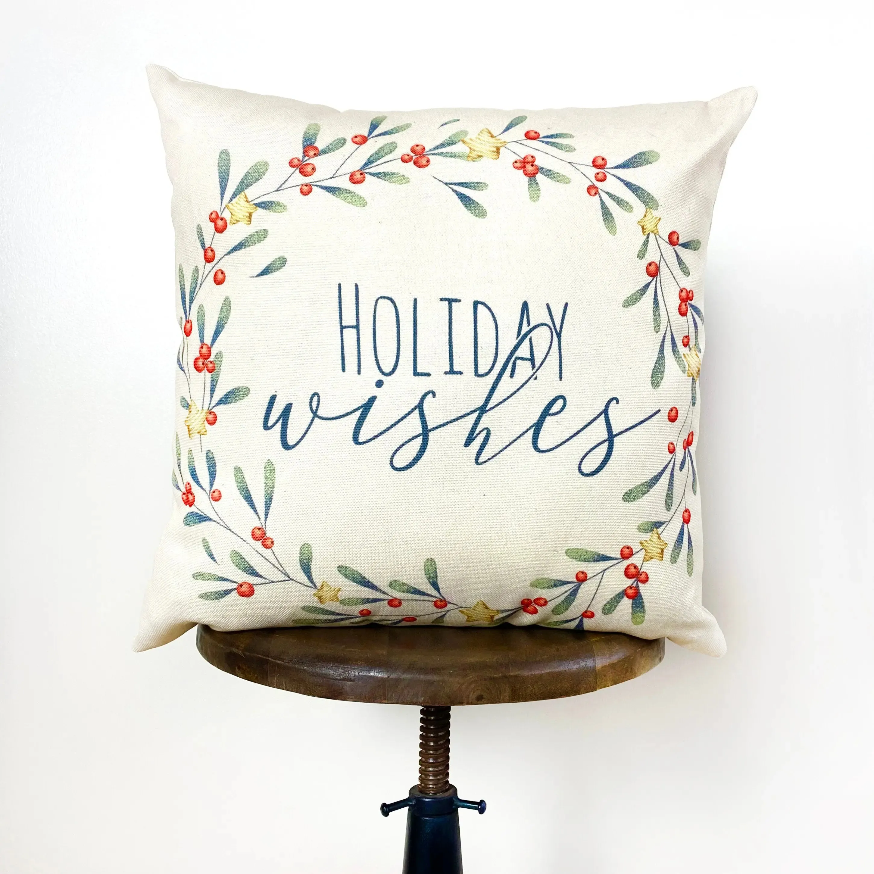 Mistletoe Kisses Wreath | Throw Pillow Cover | Best Friend Christmas Gift | Rustic Farmhouse Decor | Farmhouse Decor | Decorative Pillows for Couch