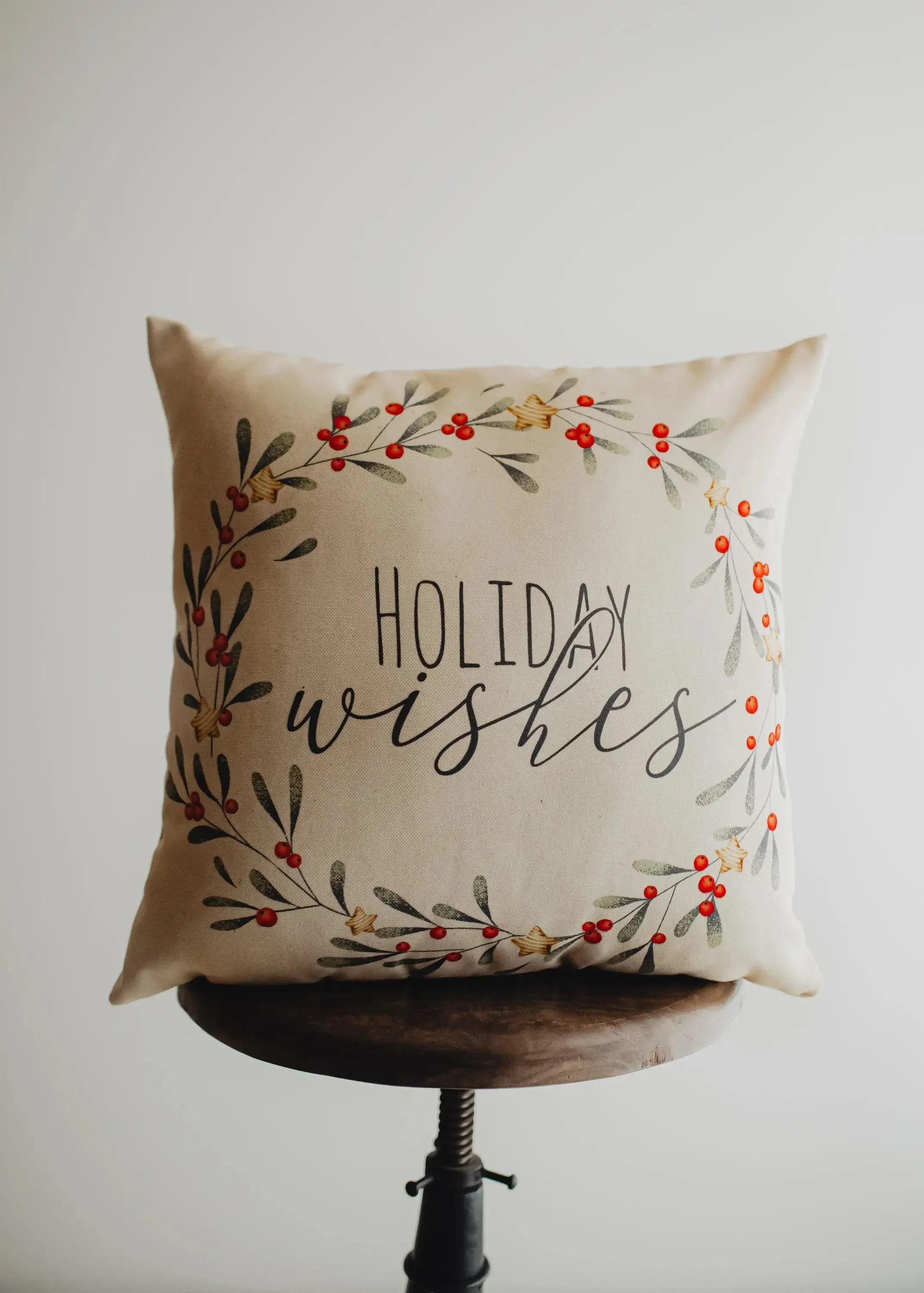 Mistletoe Kisses Wreath | Throw Pillow Cover | Best Friend Christmas Gift | Rustic Farmhouse Decor | Farmhouse Decor | Decorative Pillows for Couch